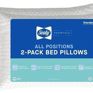 Sealy Essentials All Positions 2-Pack Queen Bed Pillows - White